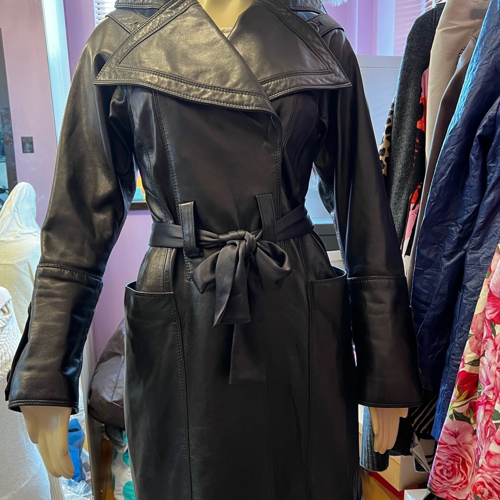 Luca Luca belted lamb skin trench US8
